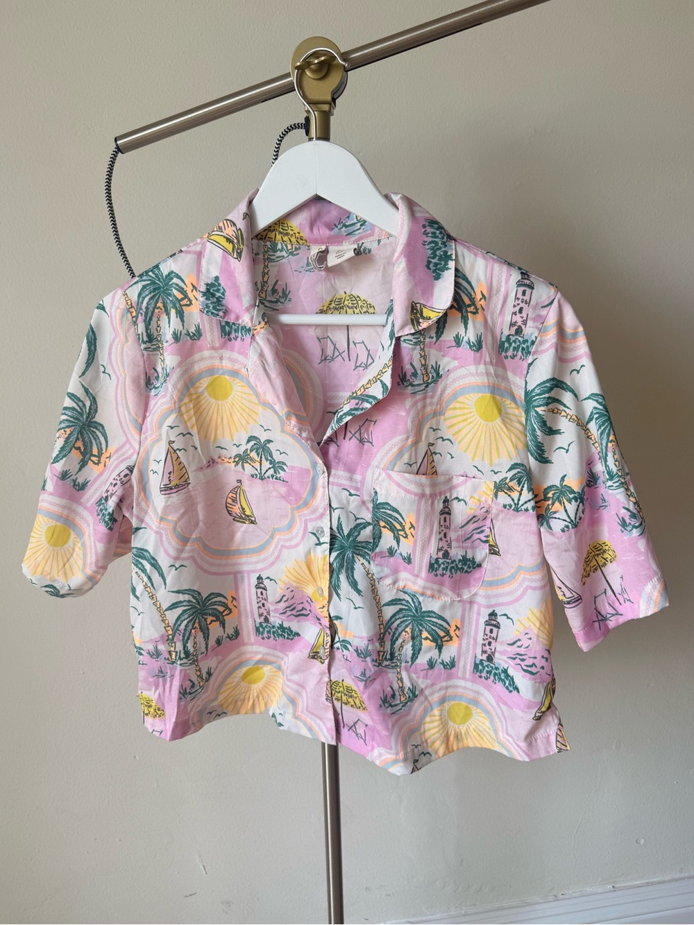 Cynthia Rowley Pink Tropical Sleepwear Top